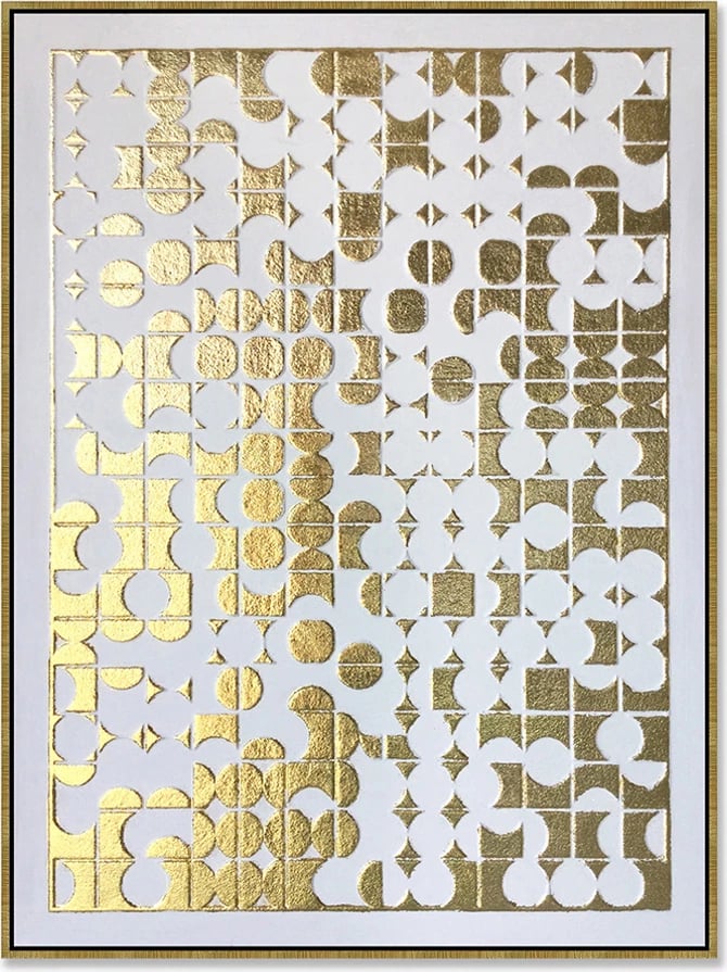 Pikturë dekorative GOLD HEAVEN, vaj dhe akrilik, kanavacë, 90x120x4cm, ngjyrë ari dhe e bardhë