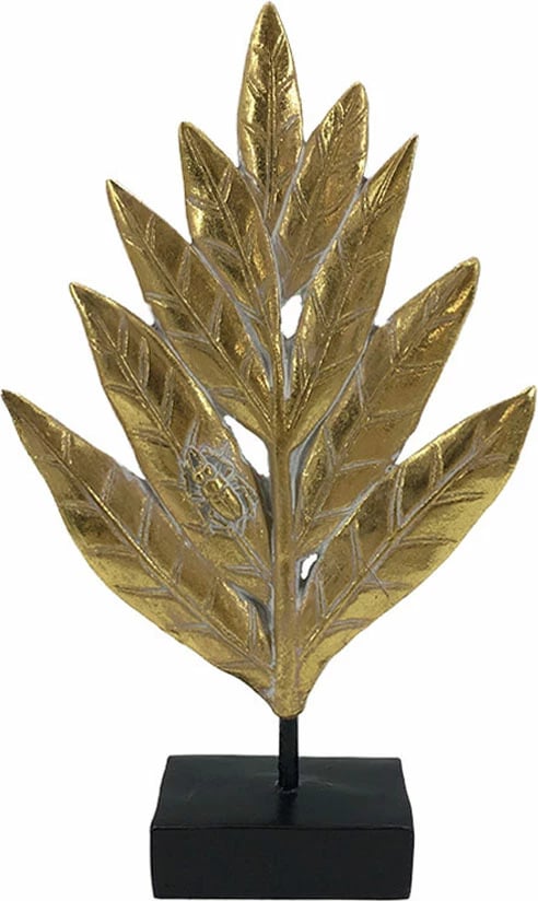 Dekor gjethe, ngjyrë ari e zezë, 15x5x26cm