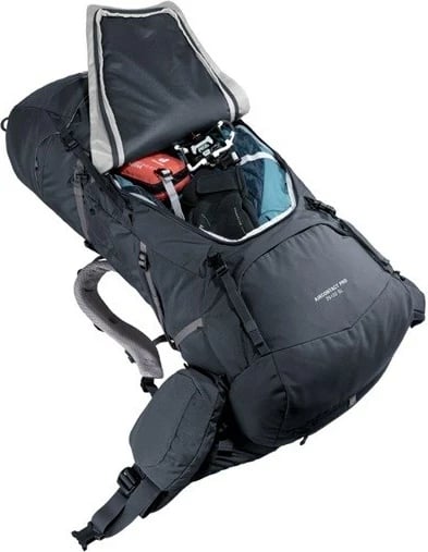 Çantë shpine Deuter Aircontact Pro 85+10, për hiking, Najlon, e zezë