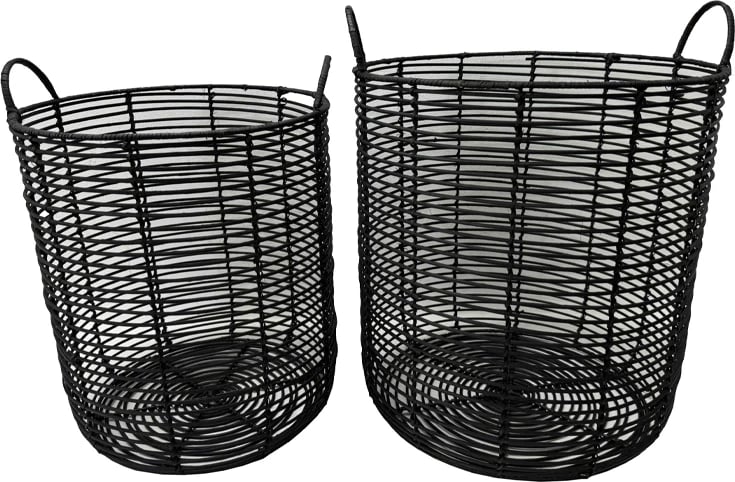 Set shporta ONYX 2 copë, ratan natyral, e zezë, 40x40x51cm