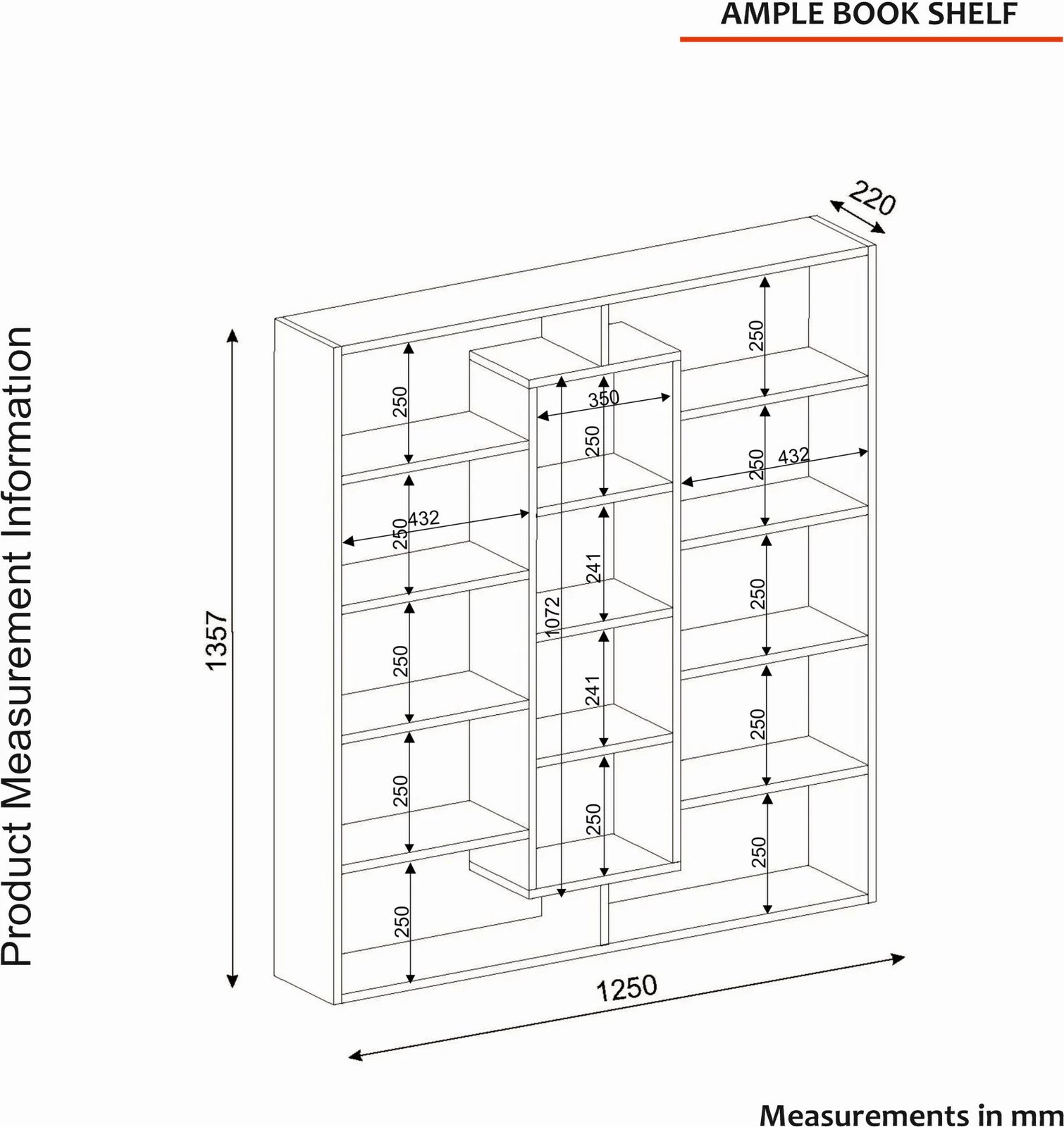Raft librash Hanah Home, Ample, i bardhë
