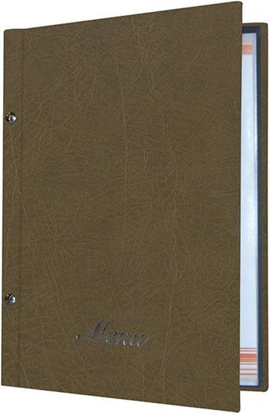 Meny restoranti NEXT, lëkurë e vjetër, 24x32cm, kafe