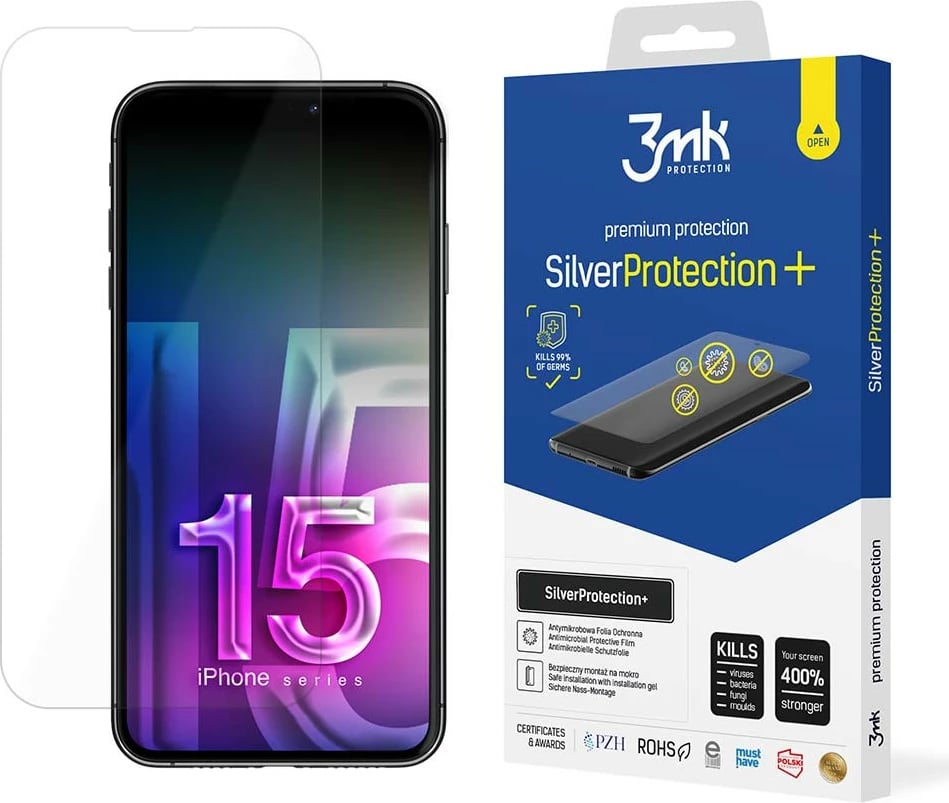 Folje mbrojtëse 3mk SilverProtection+ për iPhone 15 Pro Max, transparente