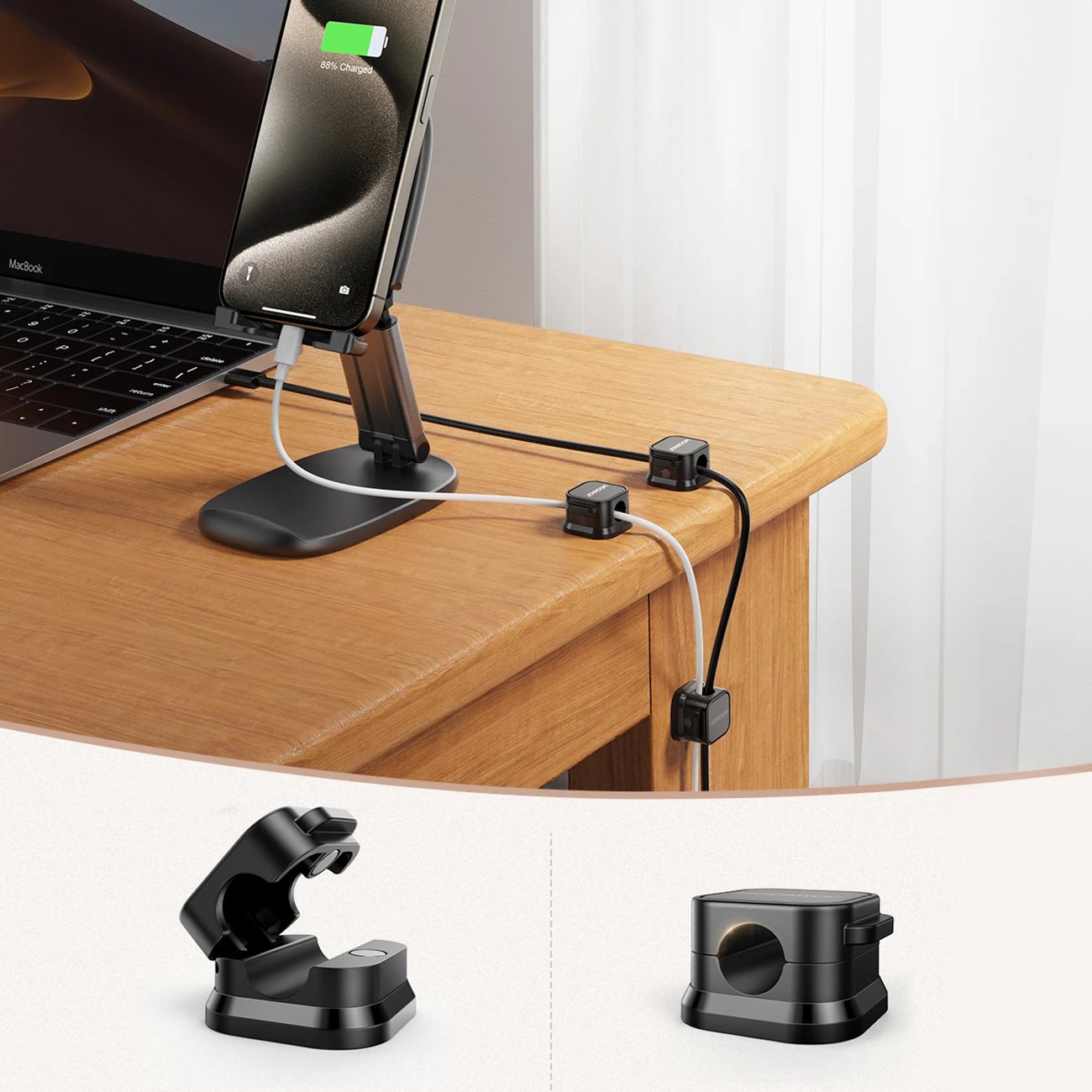 Organizues magnetik për kabllo Joyroom JR-ZS368, 6 copë, i zi