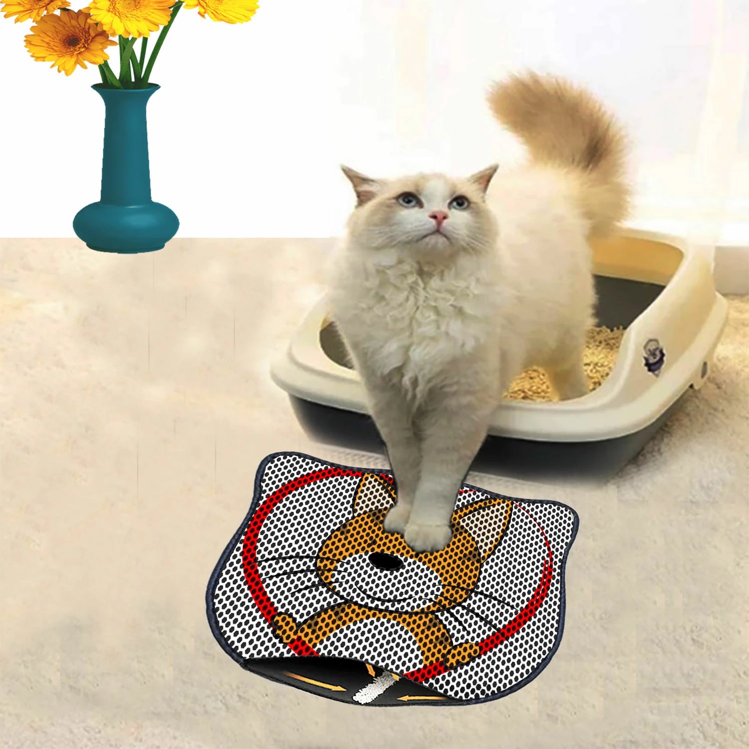 Tapet për rërë mace, shumëngjyrësh, Paws & Whiskers, Kdkafa0216, 40x50cm