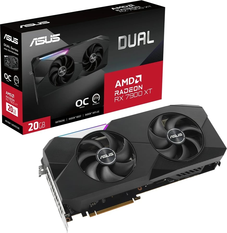 Kartelë grafike ASUS Dual RX7900XT-O20G, 20 GB GDDR6, e zezë