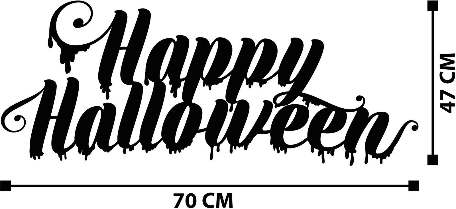 Aksesor dekorativ metalik për mur, Wallity, Halloween 10, i zi, 70x47cm