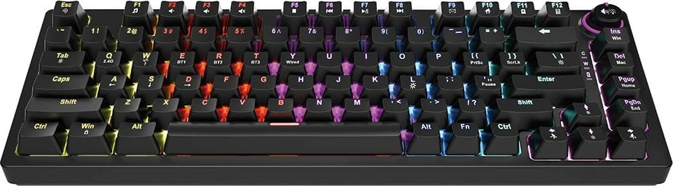 Tastierë mekanike wireless Savio Phenix, Gateron Yellow Pro, 82 taste, RGB, e zezë
