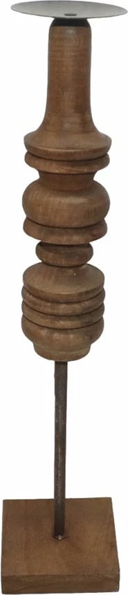 Mbajtës qiriri HIPPO, dru natyral, metal, 10x10x47 cm