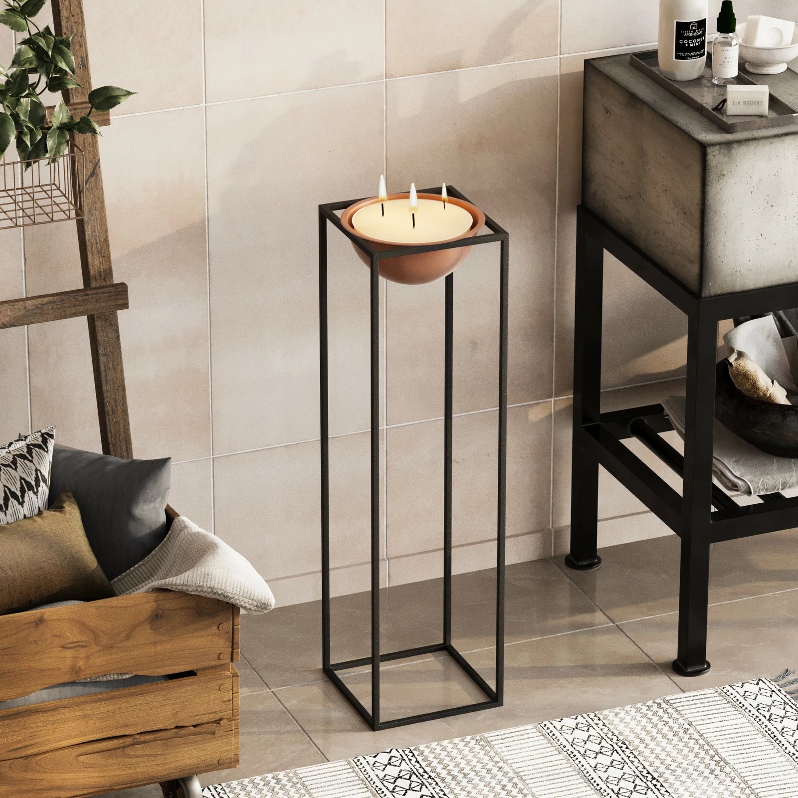 Vazo dekorative, ngjyrë e zezë dhe bakri, GED-020-B