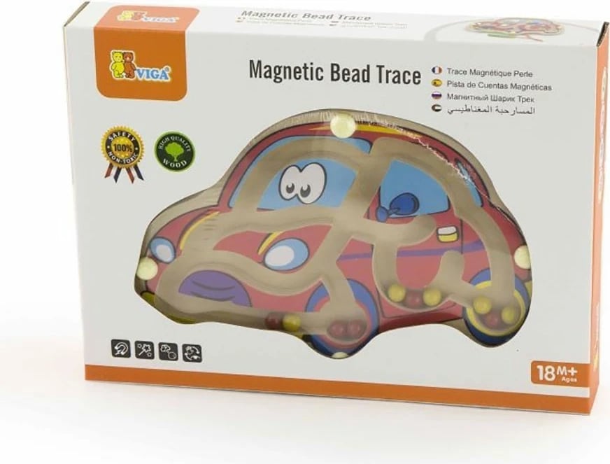 Labirint magnetik druri, Viga Auto, me shkop magnetik, 19x13 cm, multingjyrësh