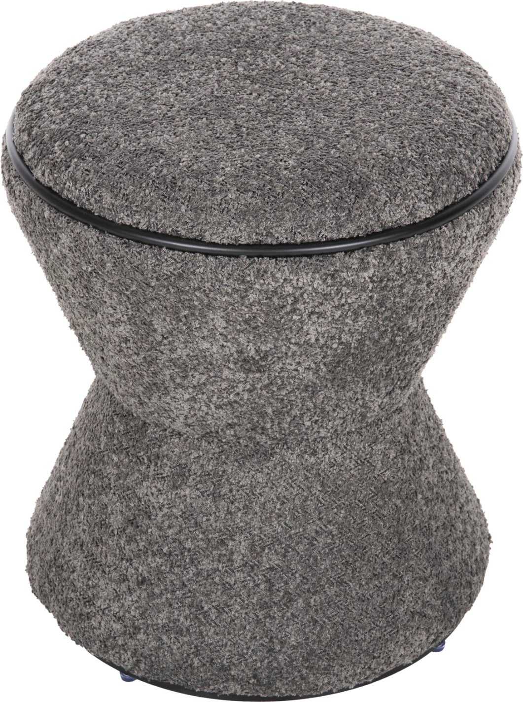 Karrige për bar rrumbullake LINNER FH9604.01, pëlhurë boucle gri-me detaje të zeza, D38x44 cm