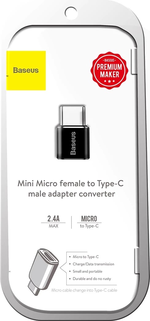 Adapter Baseus Mini CAMOTG-01, micro USB në USB-C, i zi
