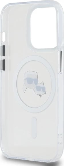 Mbështjellës Karl Lagerfeld IML Metal Karl & Choupette Head MagSafe për iPhone 14 Pro Max, Bardhë