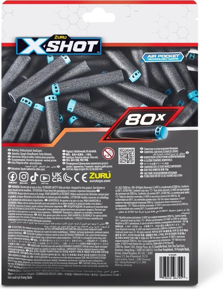 Set shigjeta shkumë ZURU X-Shot Excel, 50 copë, Azure/Black