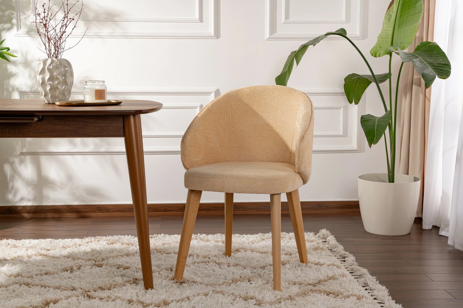 Set karrigesh (2 copë), Skye Decor, Bentley, bezhë, dushk i çelët