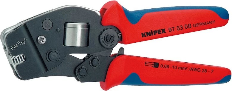 Mjet krimpimi Knipex 97 53 08, 190mm, çelik, doreza kaltër/kuqe