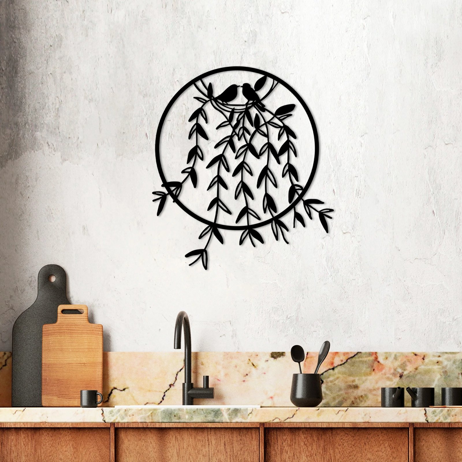 Aksesor dekorativ metalik për mur, Wallity, Foleja e zogjve - 2