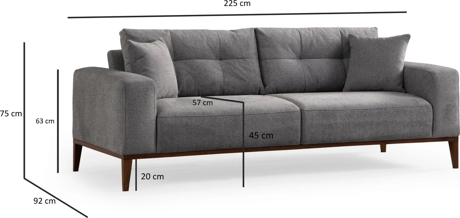 Divan-krevat treshe, ngjyrë gri e çelët, Sinor 3 vendësh