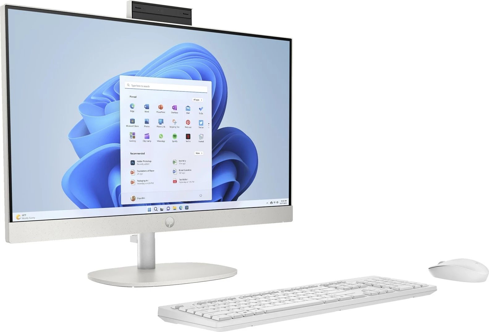 Kompjuter HP AiO 24-cr0312nw, Ryzen 5 7520, 23.8" FHD, 16GB RAM, 512GB SSD, Bardhë