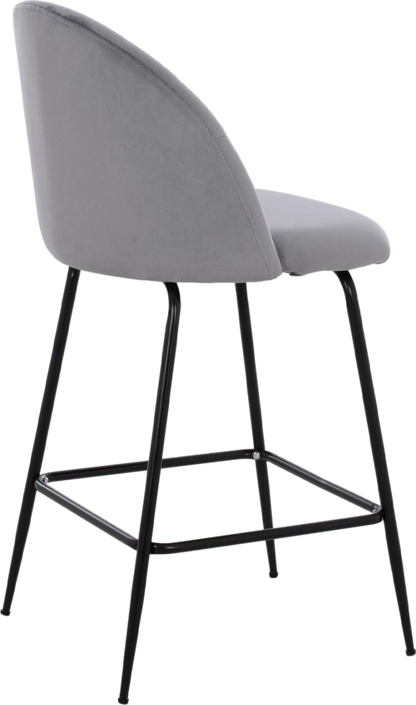 Karrige për bar, lartësi mesatare, FH8732.11, këmbë metalike, kadife gri, 50x56x98 cm., set prej 2 copë