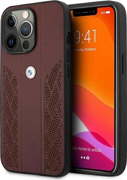 Mbështjellës BMW BMHCP13LRSPPR për iPhone 13/13 Pro 6.1", lëkurë, i kuq