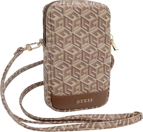 Mbështjellës për celular Guess Zip GCube Bottom Stripe, kafe
