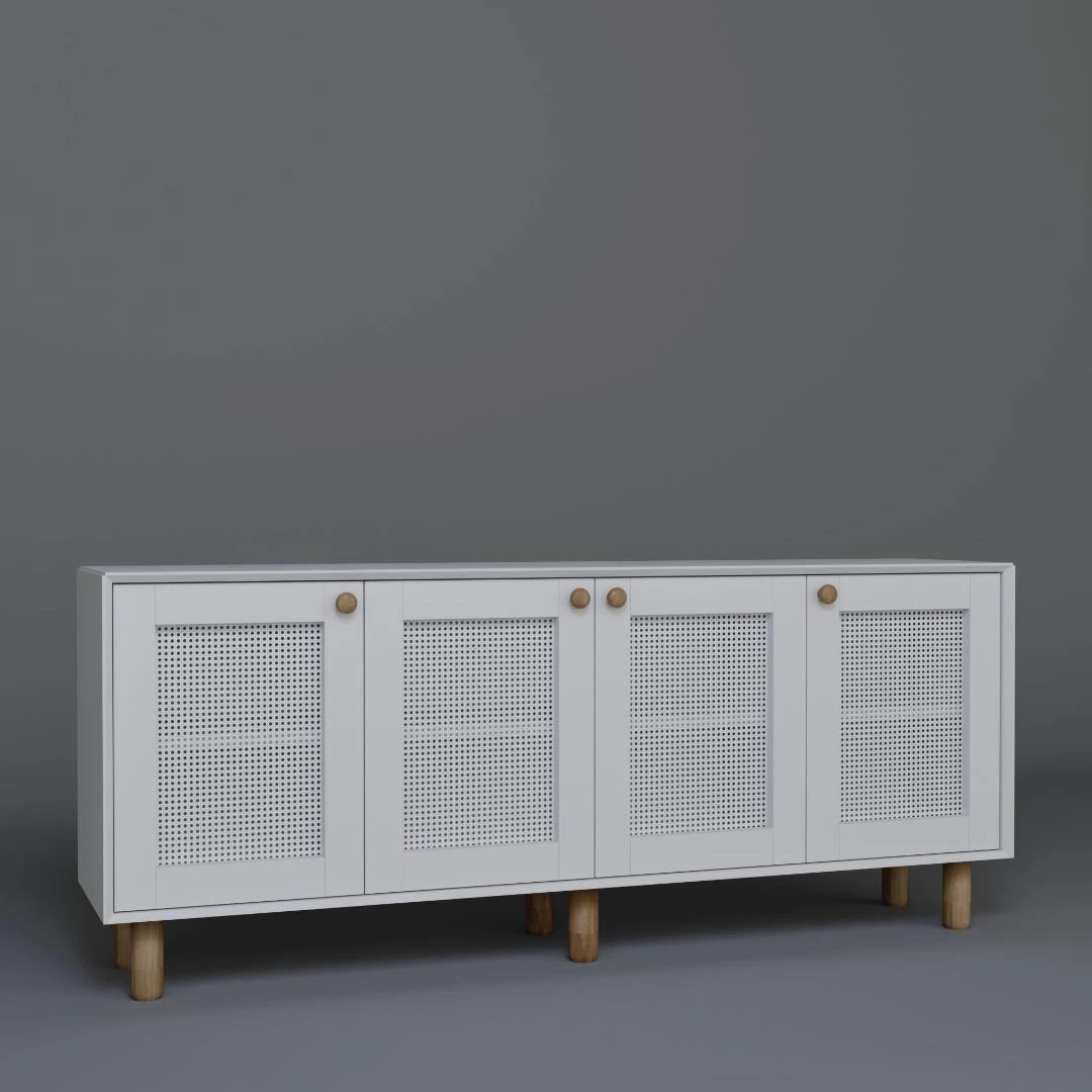 Konsol bohemian, ngjyrë e bardhë, Skye Decor, 180x75x40cm