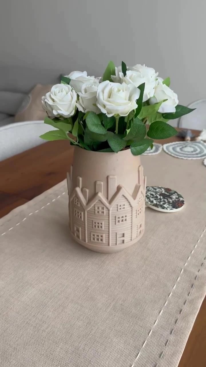 Vazo Evila Originals, Winter House, ngjyrë bezhë, 20cm