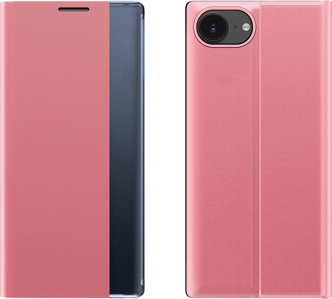 Mbështjellës Hurtel New Sleep Case për iPhone 16e, me kapak dhe qëndrim, Rozë
