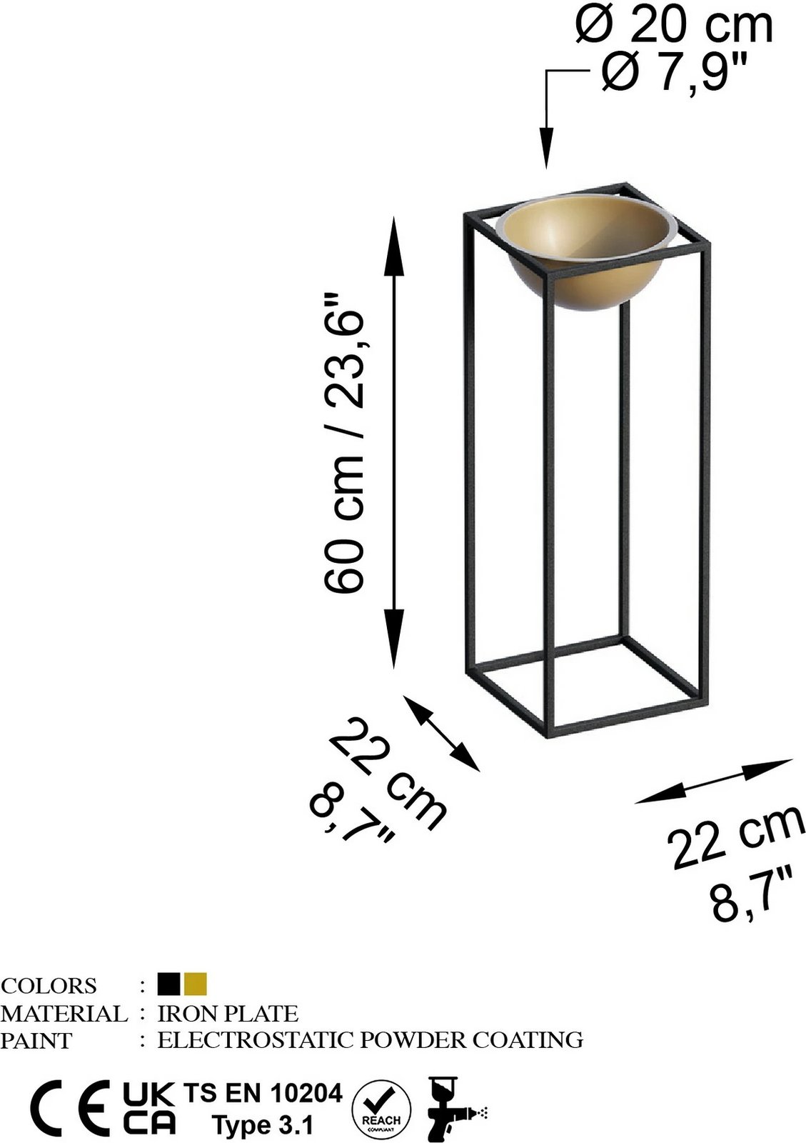 Vazo dekorative, e zezë dhe ari, Evila Originals, GED-021-A