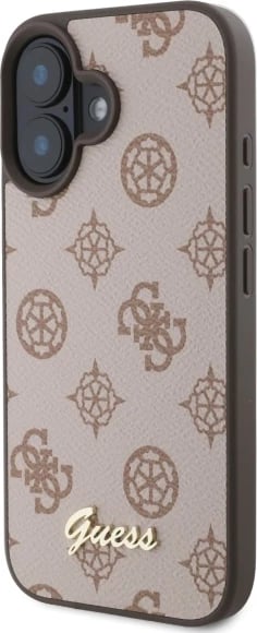 Mbështjellës Guess Peony Script MagSafe për iPhone 16, Kafe