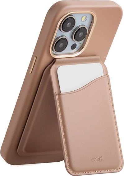 Mbështjellës portofol magnetik për celular UNIQ Coehl Esme me pasqyrë dhe stand, Beige