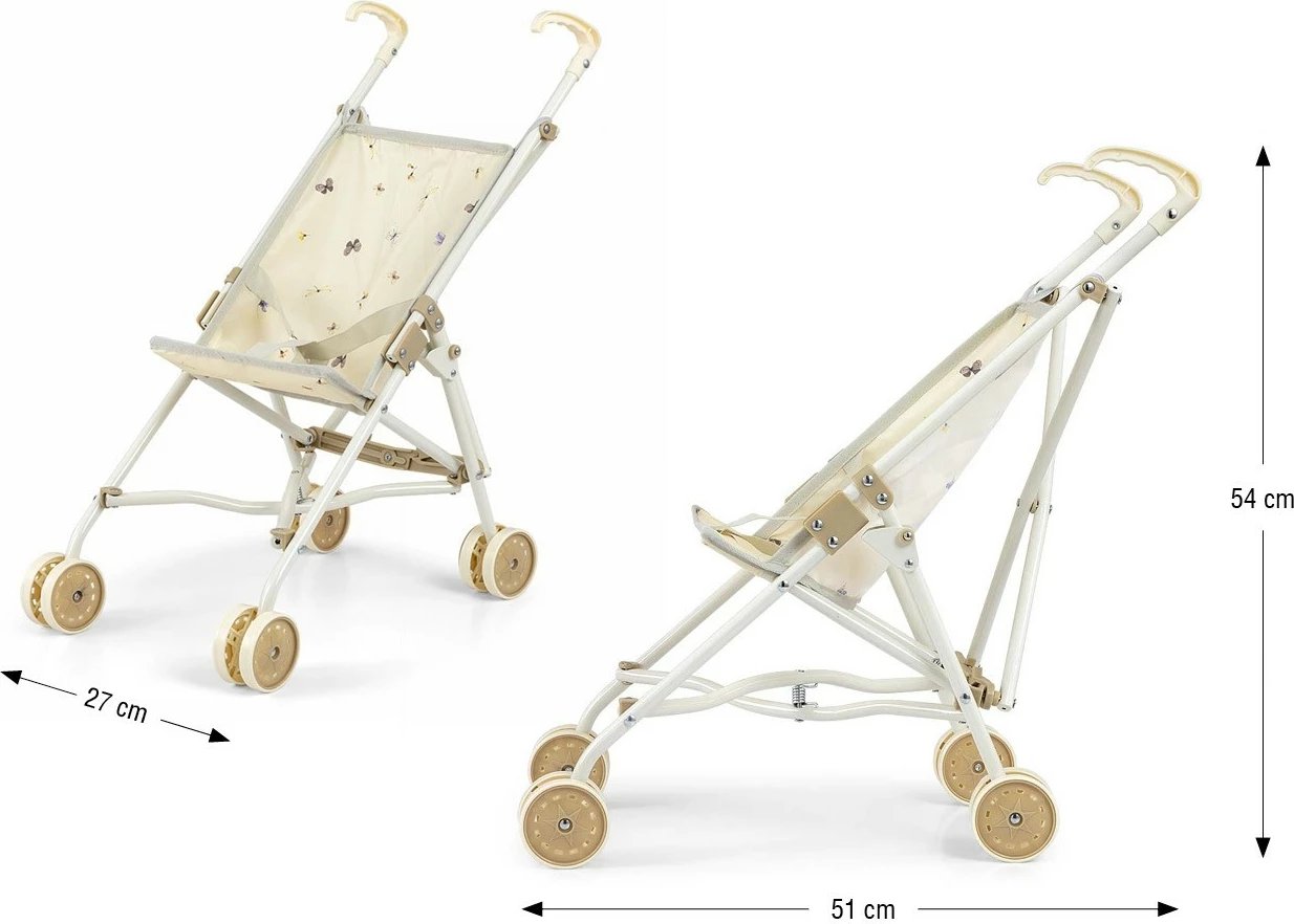 Karrocë lodër për kukulla Milly Mally Julia Nature, krem dekorative