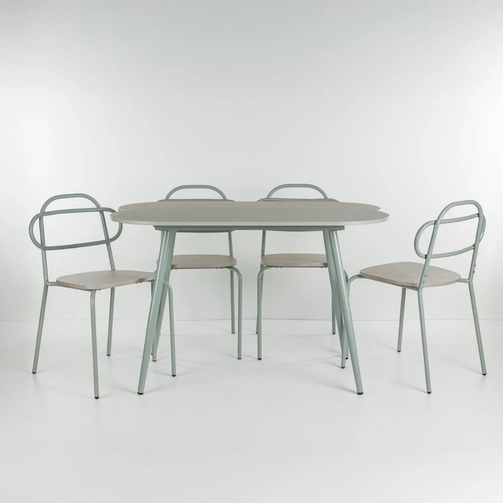 Tavolinë me karrige italiane, 4+1, ngjyrë gri-gur, 120x75x75