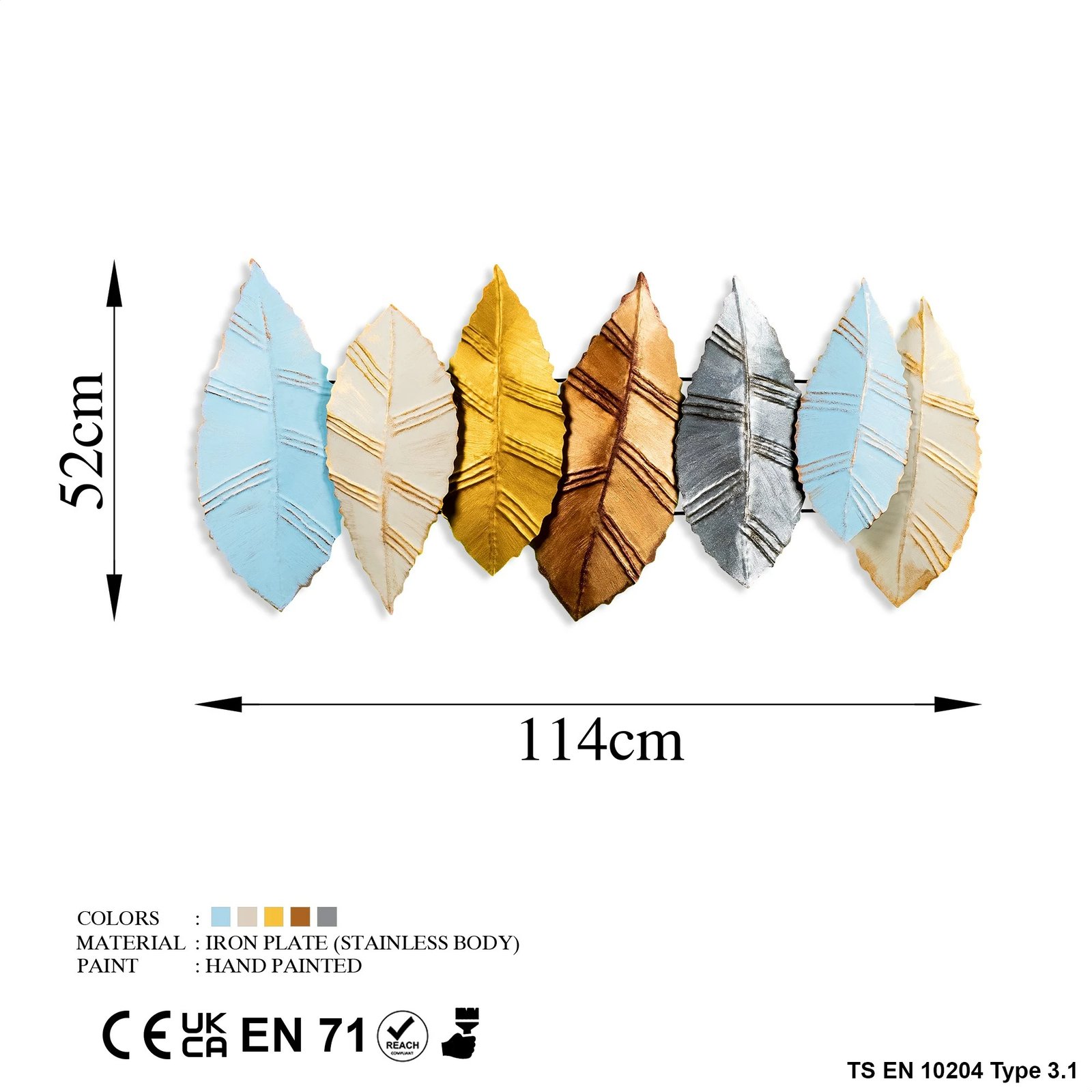 Aksesor dekorativ metalik për mur, Wallity, Hornbeam 4, shumëngjyrësh, 52x114cm