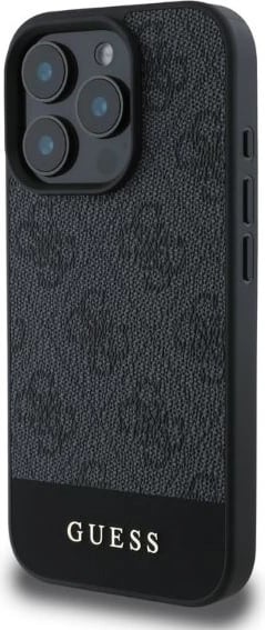 Mbështjellës Guess 4G Bottom Stripe për iPhone 16 Pro Max, Gri