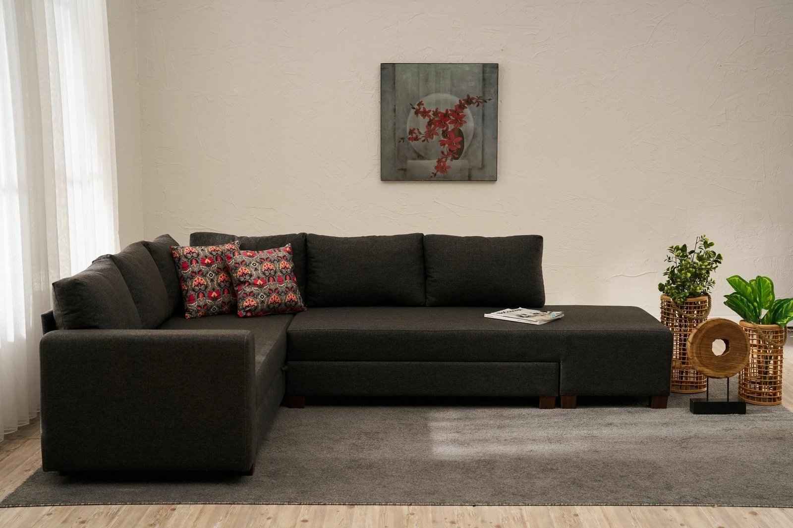 Kënd-sofë krevate Atelier del Sofa, këndi i djathtë, ngjyrë antracit