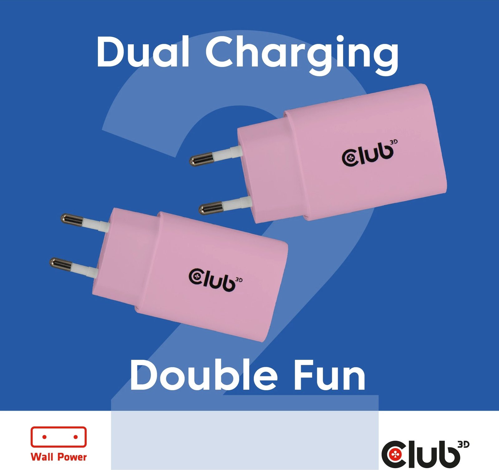 Karikues USB-C Club3D CAC-3021, 30W, 2 copë, rozë