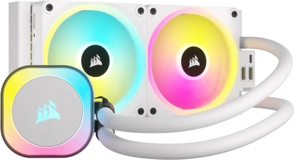 Ftohës hibrid Corsair H100i, 240mm, RGB, i bardhë