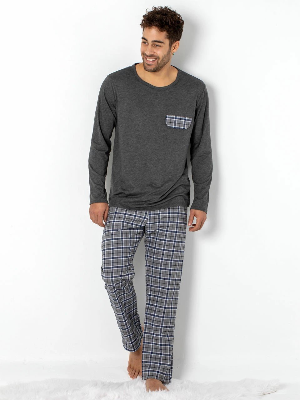 Set pizhamash për burra Jumeon, 002-000305, ngjyrë antracit