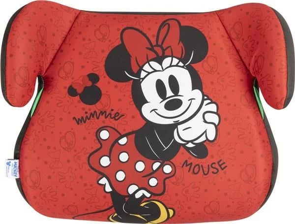 Ndenjëse ngritëse për makinë, Colzani, 105–150 cm, standardi R129, rrip 3‑pikësh, mbulesë e heqshme, Minnie Mouse, e kuqe