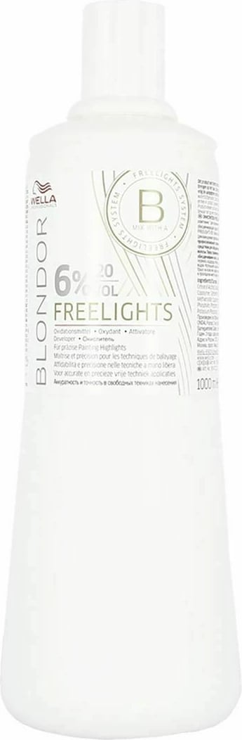 Krem zhvillues për flokë Wella Professionals Blondor Freelights 6% për femra, 1000ml
