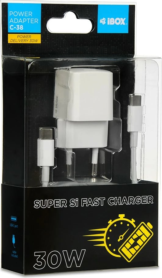 Karikues rrjeti iBOX ILUC65B GaN 65W, 2x USB-C, 1x USB-A, i zi, me kabllo 1.5m