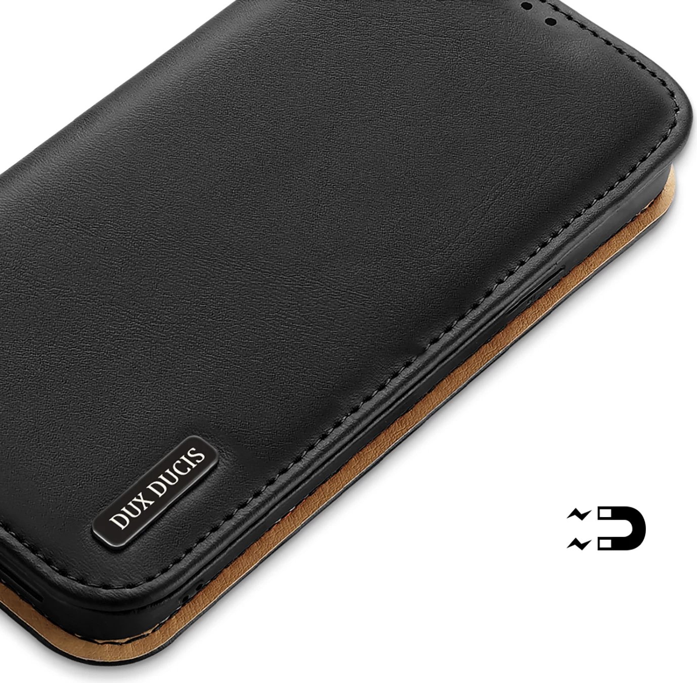 Mbështjellës Dux Ducis Hivo për iPhone 14 Plus, lëkurë natyrale, me xhepa për kartela dhe para, i zi Mbështjellës Dux Ducis Hivo për iPhone 14 Plus, lëkurë natyrale, me xhepa për kartela dhe para, i zi