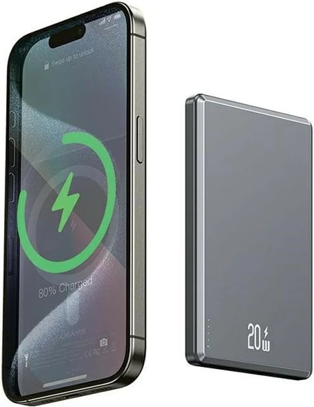 Powerbank USAMS USA001390, 5000mAh, MagSafe, Fast Charging PD 20W, Gri