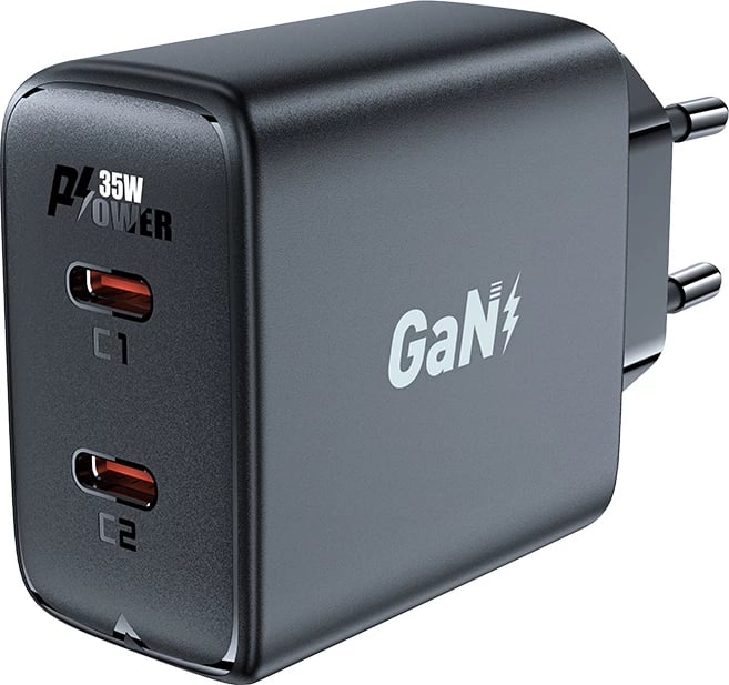 Karikues i shpejtë Acefast A49, 35W, 2x USB-C, i zi