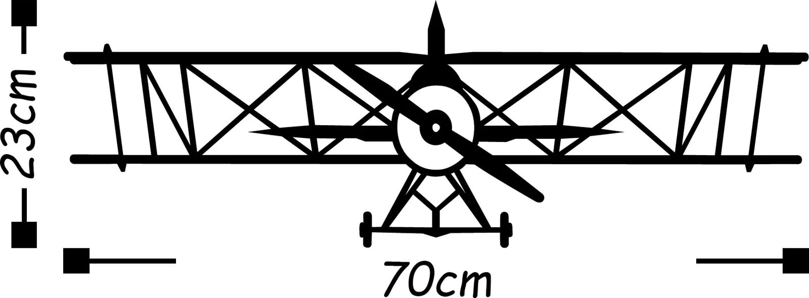 Aksesor dekorativ metalik për mur, aeroplan, Wallity
