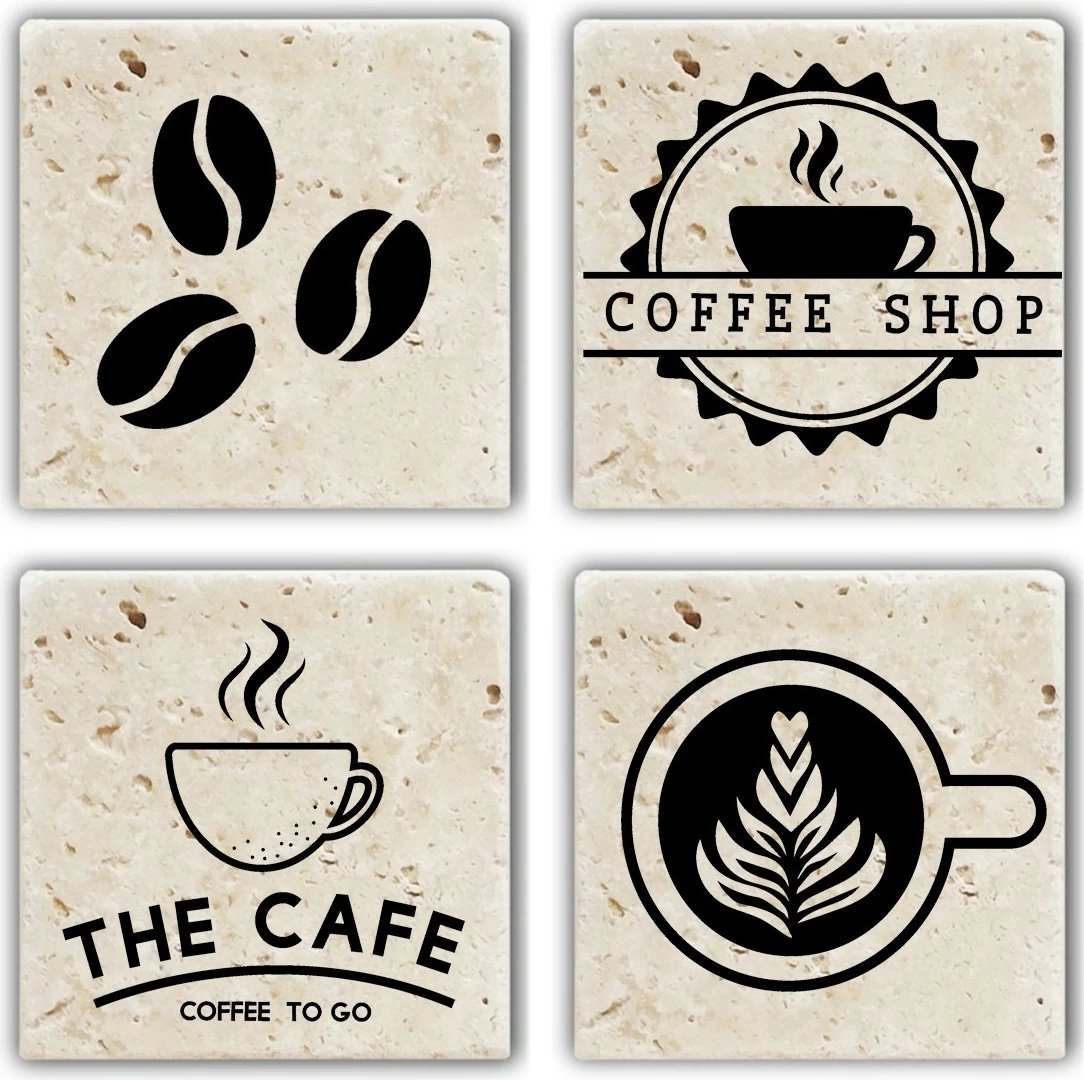 Set 4 nënshtrues guri natyral për gota, Hermia, TBA7436502835827