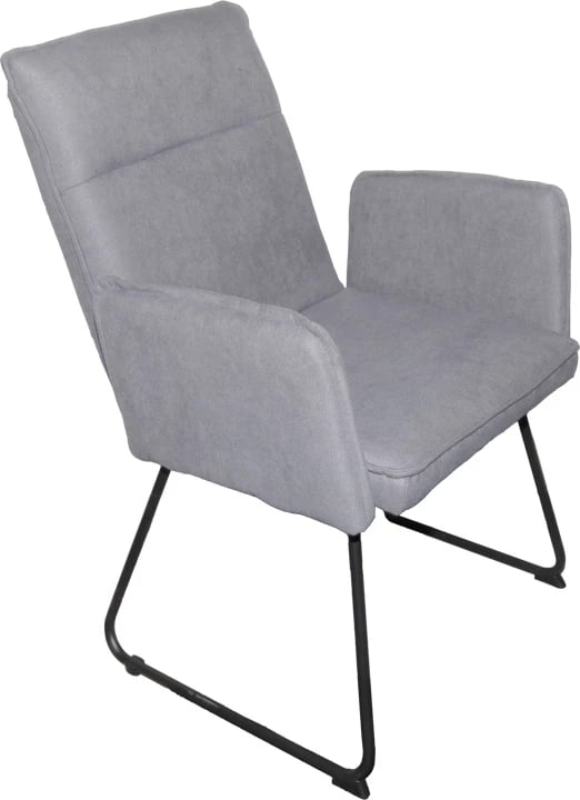 Karrige esenciale, set prej 4 copë, material stof gri, këmbë metalike të zeza, 55.5x59x89cm